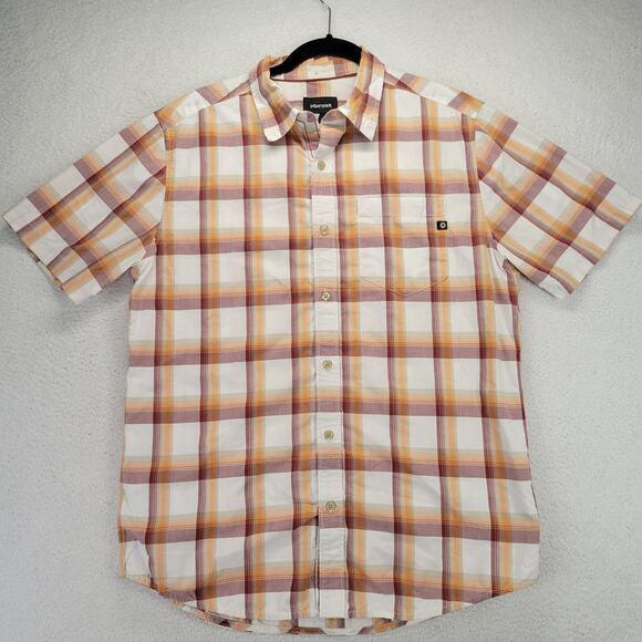 Marmot Button Up Shirt Men's Medium Short Sleeve Plaid Hiking Outdoors Camping - Picture 1 of 12